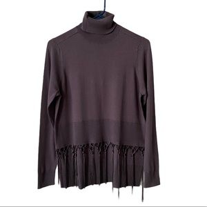 Diane Gilman Purple Fringe Turtleneck Sweater NWT